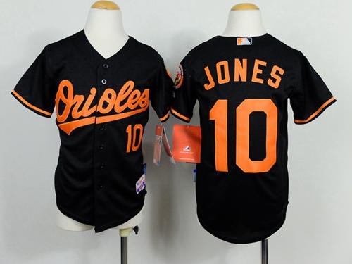 Orioles #10 Adam Jones Black Cool Base Stitched Youth MLB Jersey - Click Image to Close